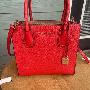Red Michael Kors Mercer Leather Crossbody! New!
